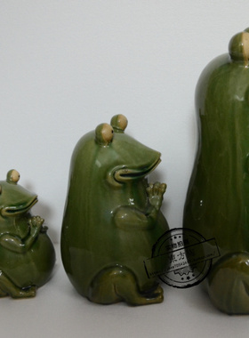 石湾公仔青蛙结婚礼物创意摆件