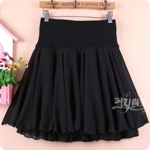 大摆a字短裙雪纺半身裙春夏季蓬蓬大码女装显瘦高腰黑色纱裙子