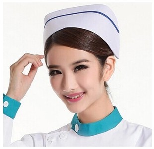 正品 南丁格尔加厚护士帽白色粉色蓝色燕帽护士长帽横杠斜杠护士帽