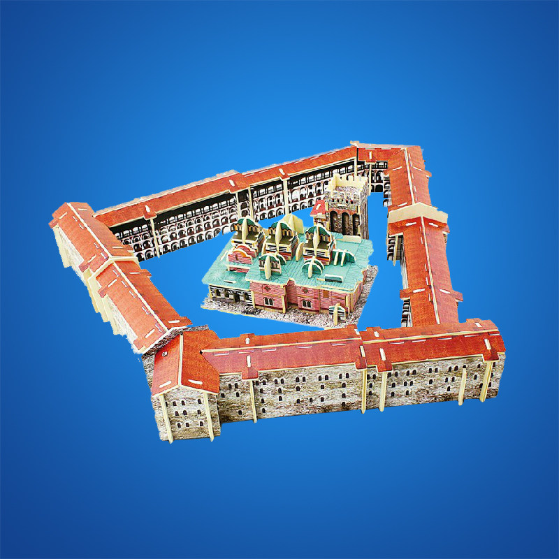 创意玩具若态木制3D立体拼图建筑模型里拉修道院