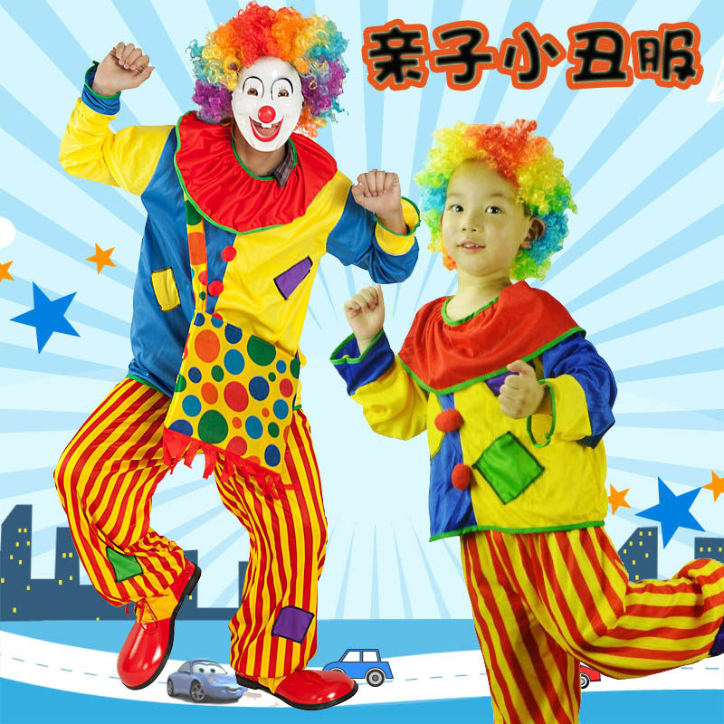 万圣节服装年会表演服游戏服搞怪小丑装小丑背包鞋子面具亲子服装