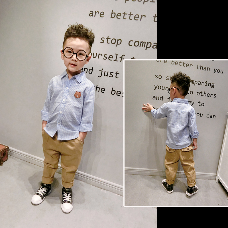 Chemise enfant à manche longue en coton - Ref 2083116 Image 1