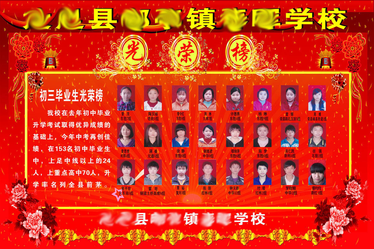 海报印制写真展板327素材84初中毕业生光荣榜