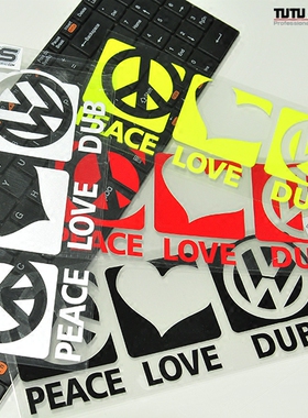 TUTU圖圖車貼-VW大众高尔夫GTI速腾迈腾尚酷R20PEACE LOVE DUB贴