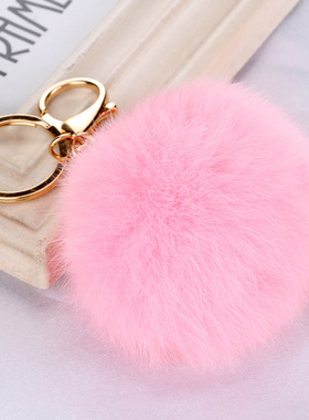假兔子毛 爆款金色金属扣8cm兔毛毛球挂件时尚包包钥匙扣汽车挂饰