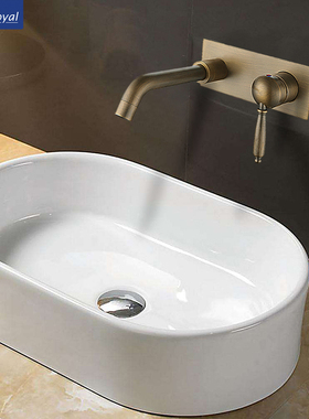 欧式复古嵌入入墙式暗装仿古水龙头黄铜冷热浴室卫生间面盆台上盆