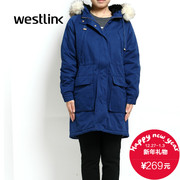 Westlink/West New Korean version 2015 winter DrawString hooded long wool coat women's coat