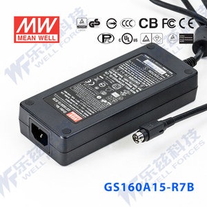 GS160A15-R7B台湾明纬140W15V电源适配器直流稳压9.6A三插,节能型
