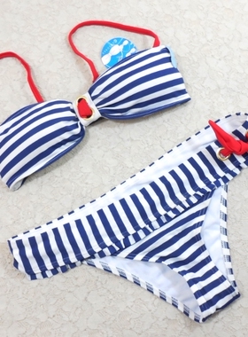 外贸原单 A613 性感三角蓝白条纹海军风 比基尼泳衣泳裤XS/S/M/L