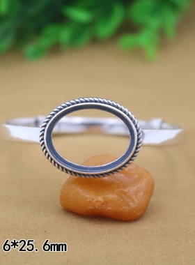 diy925银镶嵌琥珀蜜蜡活口手镯