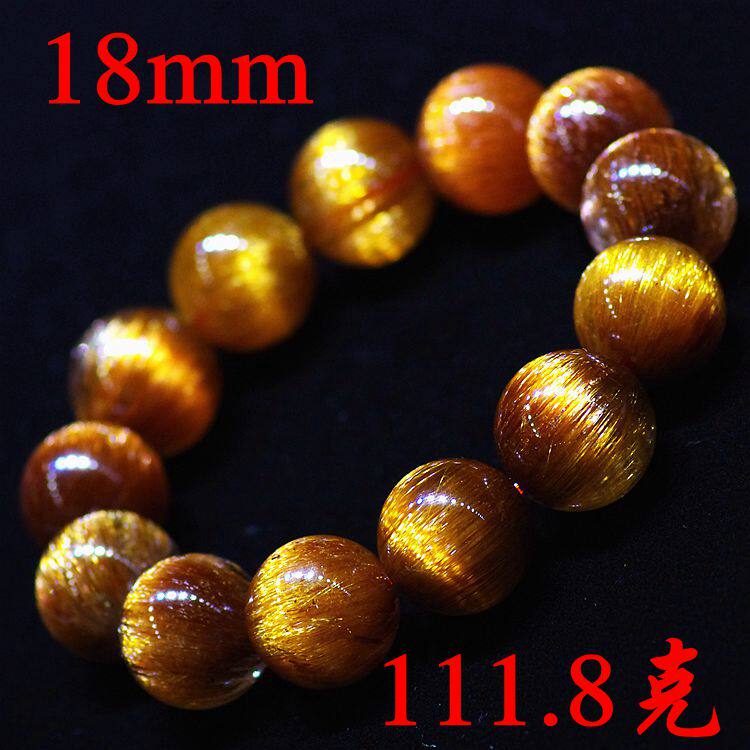 AAAAA级 铜发晶手链 天然正品 铜发晶手链 顺发猫眼 男款 18mm