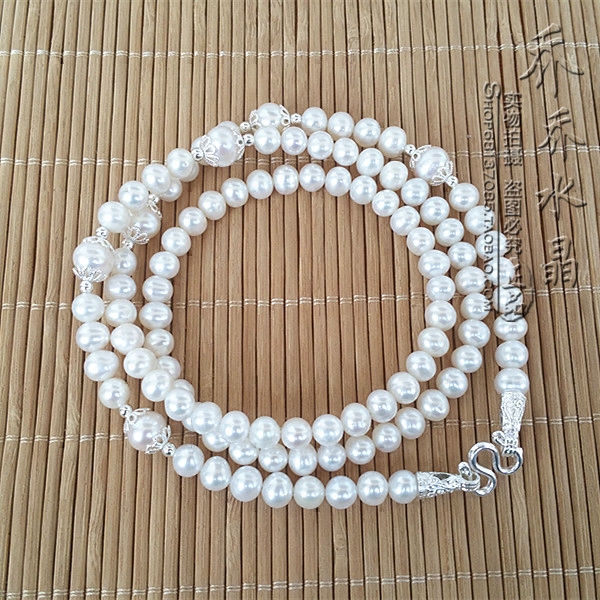 天然珍珠毛衣唐卡项链银色泰国佛牌挂链 可订做其他款式