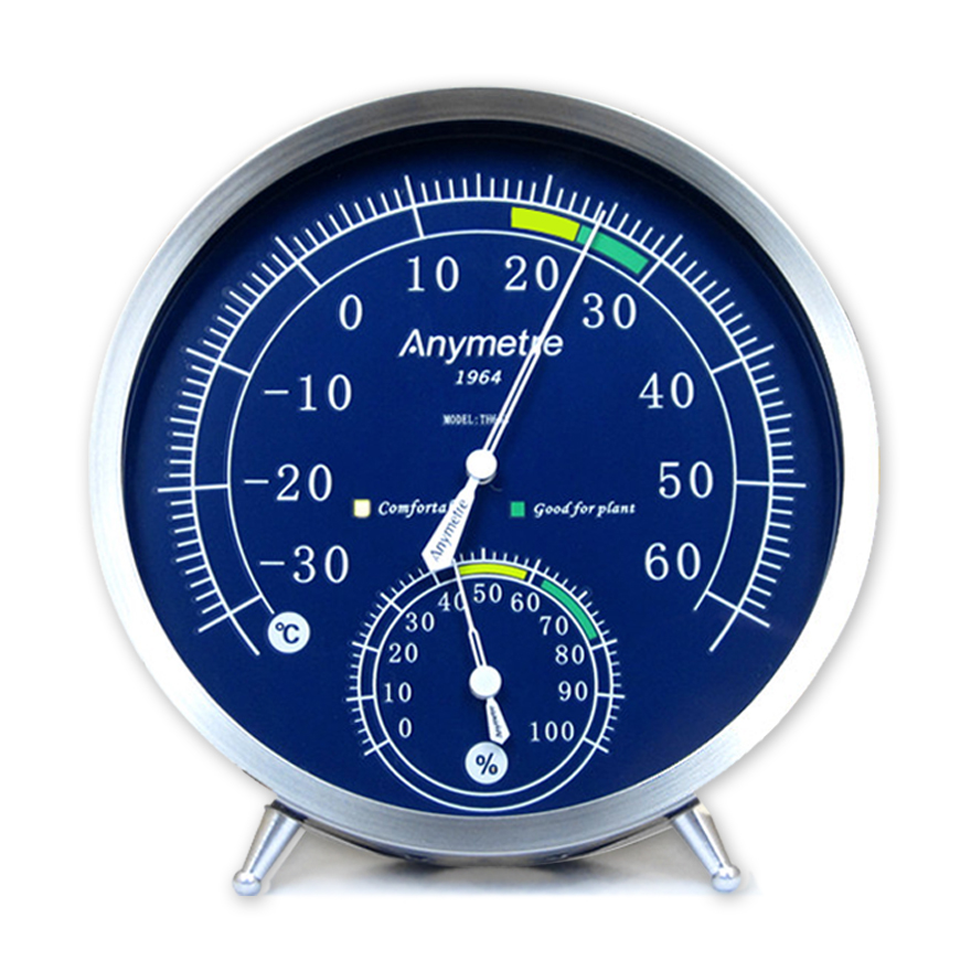 包邮美德时室内温度计高精度温度湿度计不锈钢TH603德国机芯家用