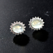 Very Thai s925 fungus nails female prehnite earrings silver Japan South Korea, Europe and elegant earring jewelry ladies