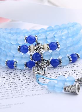 天然粉玉髓蓝玉髓多圈