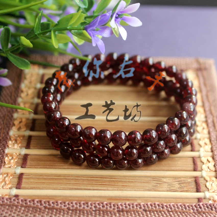 精品石榴石手链绳小号女款佩戴饰品女人石头手工艺品链子一件包邮