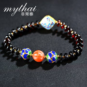 Very original Thai hand-woven amber bracelets woman vintage ethnic fashion personality Nan red-Pearl grilled blue bracelets accessory