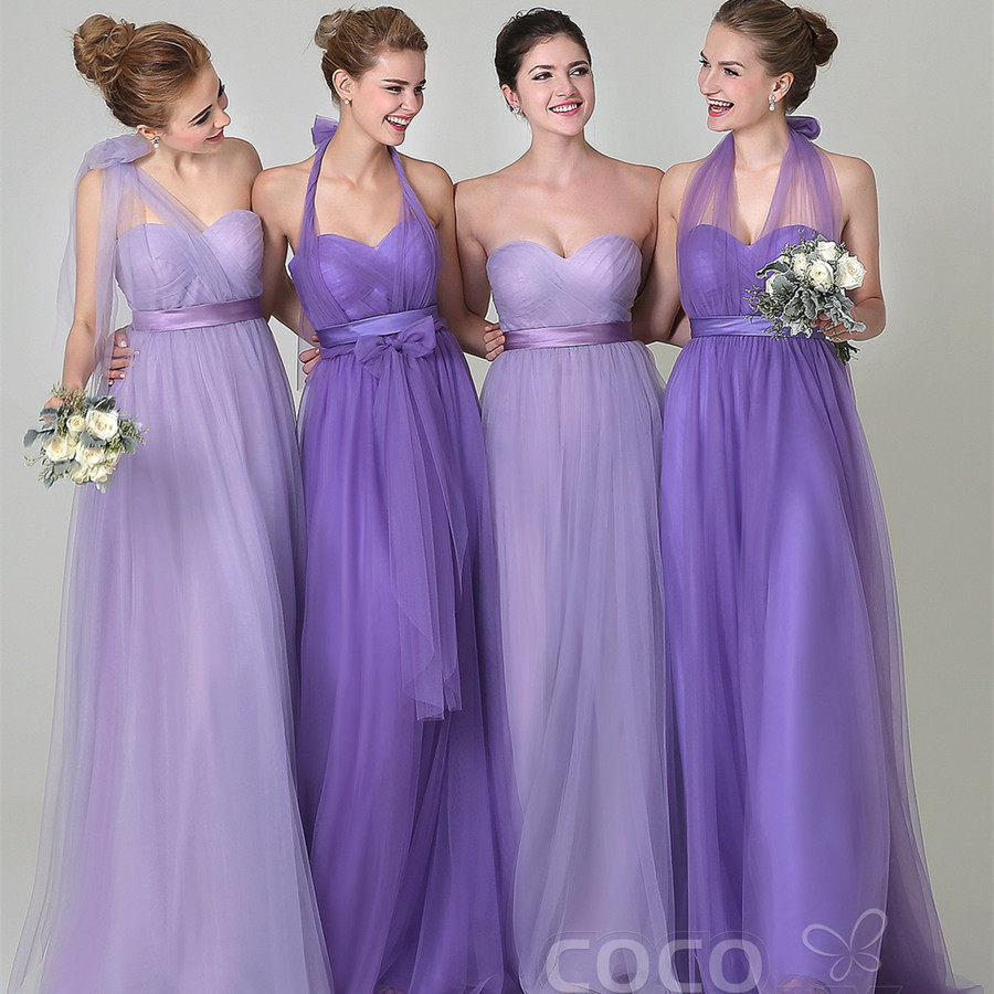欧美长款一衣多穿伴娘服淡紫色百变姐妹裙定制年会晚礼服2016冬新