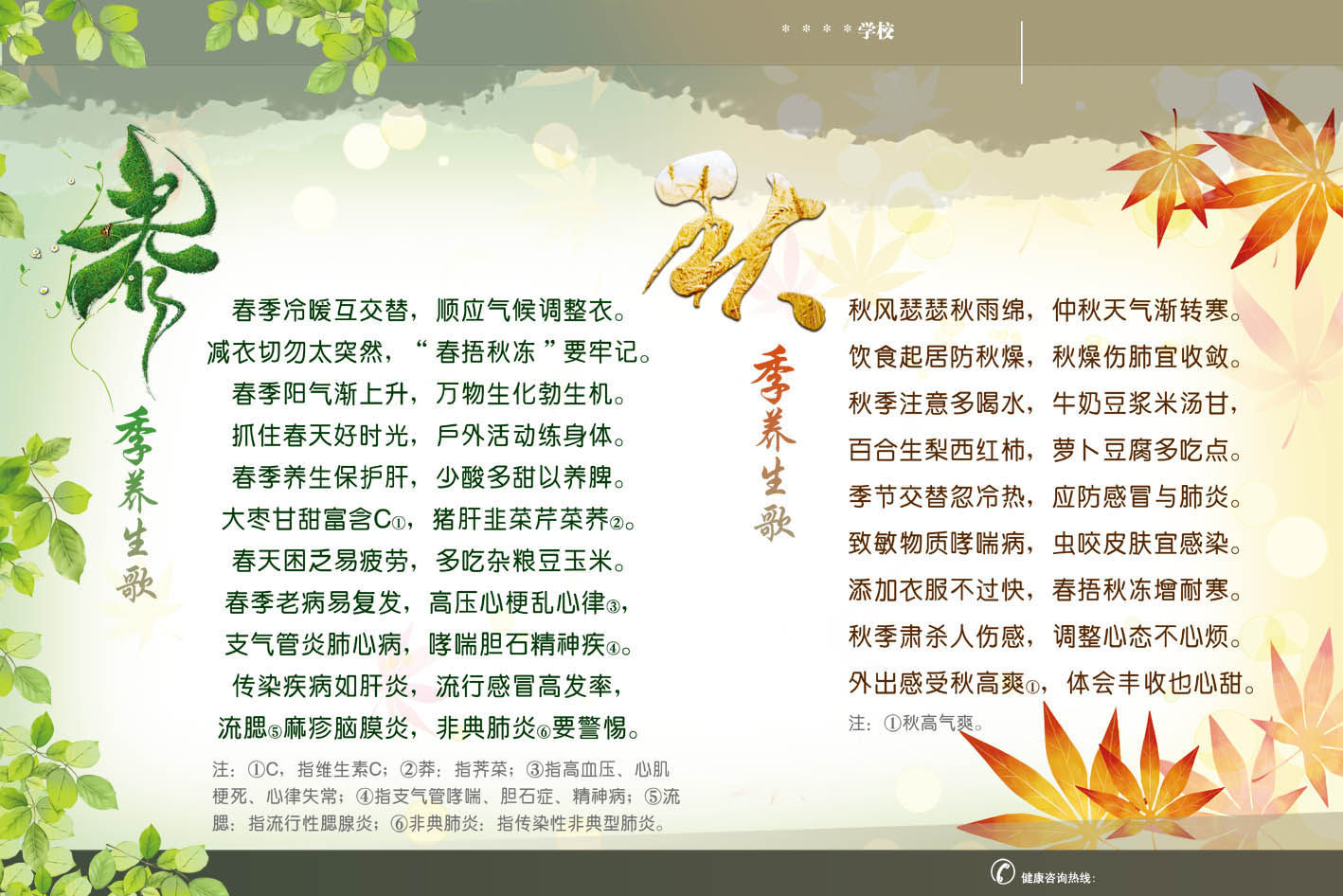 627办公装饰海报展板素材143医院四季养生歌