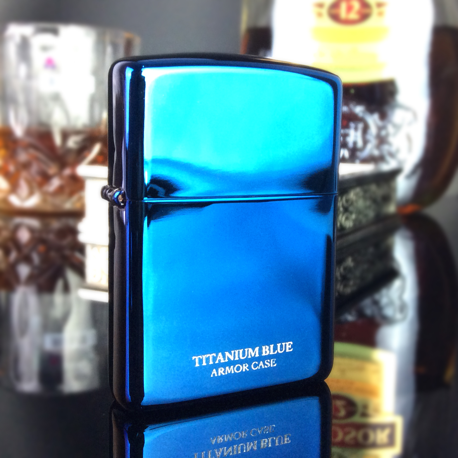 正品zippo芝宝正版煤油火石打火机蓝色钛涂层加厚盔甲机蓝钛新款