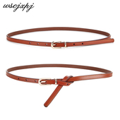 牛皮细腰带女装 休闲皮带女打结 百搭女士细款 饰配连衣裙子韩版 时尚