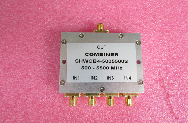 500-5500MHz 10W SMA RF 射频同轴4路 四合一合路器 频率可定做 厂家承若质量保修1年，请放心购买 型号：SHWCB4-5005500S 50欧姆 四合一 6dB 合路器