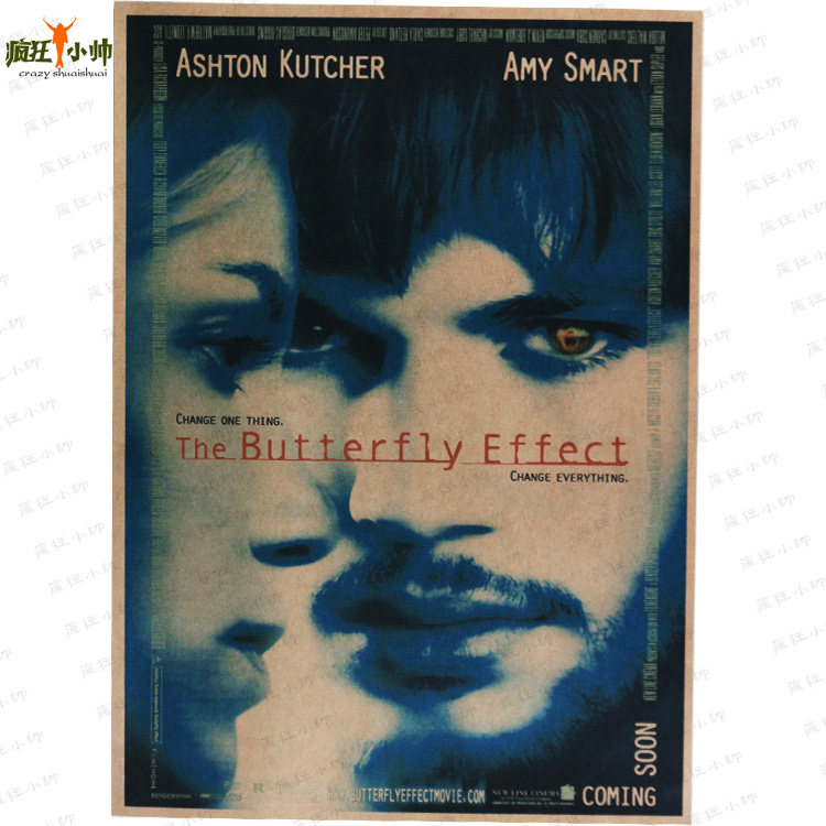 蝴蝶效应 牛皮纸复古怀旧酒吧画芯挂画无框画 经典心理电影海报