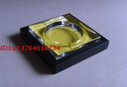 皮革底座+水晶烟灰缸 高档商务烟灰盒 皮 烟缸 会议室 办公 大号