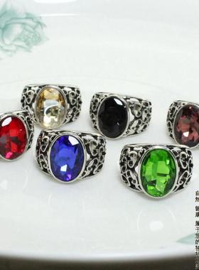 男士欧美风复古宝石戒指