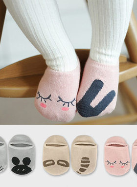 婴儿袜子纯棉男女儿童日本宝宝空调袜防滑袜地板袜不对称船袜