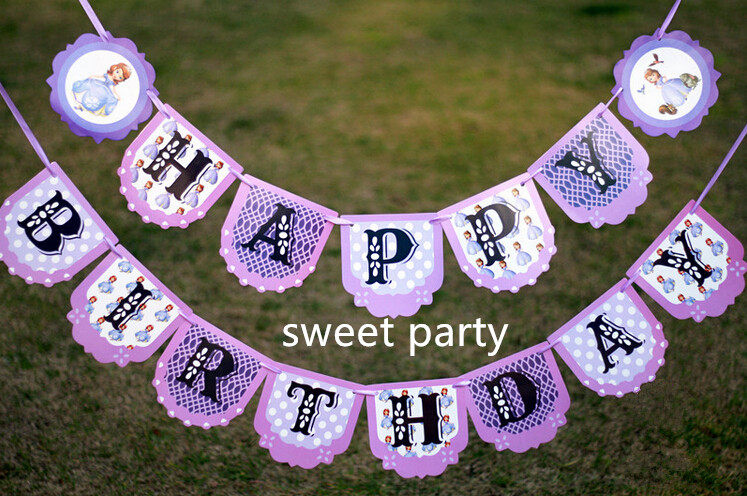Sofia princess theme baby Party Supplies children birthday decorate arrangement Cartoon banner Flag flowerin the Festive supplies/Gift , Garland  category - from Buy2taobao.com to provide professional Taobao agent buy service