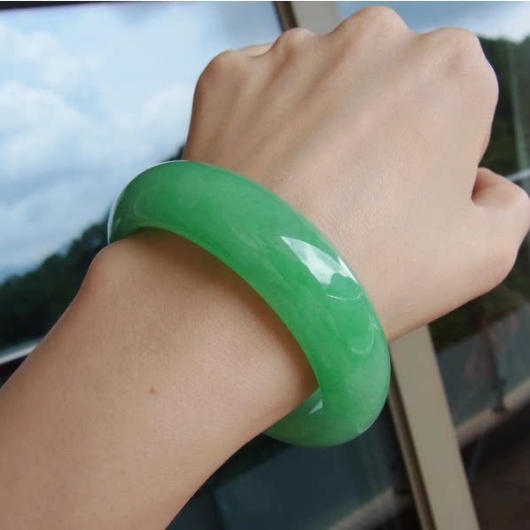 专柜正品缅甸玉石手镯天然冰糯种翡翠玉镯子满阳绿翡翠玉手镯女款