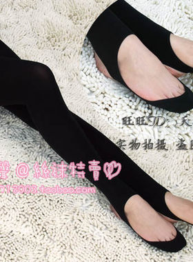 春秋不透肉天鹅绒露跟踩脚裤袜子