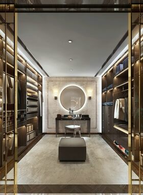 家装后现代奢华港式风格样板房施工图纸cad 效果图 室内家装素材