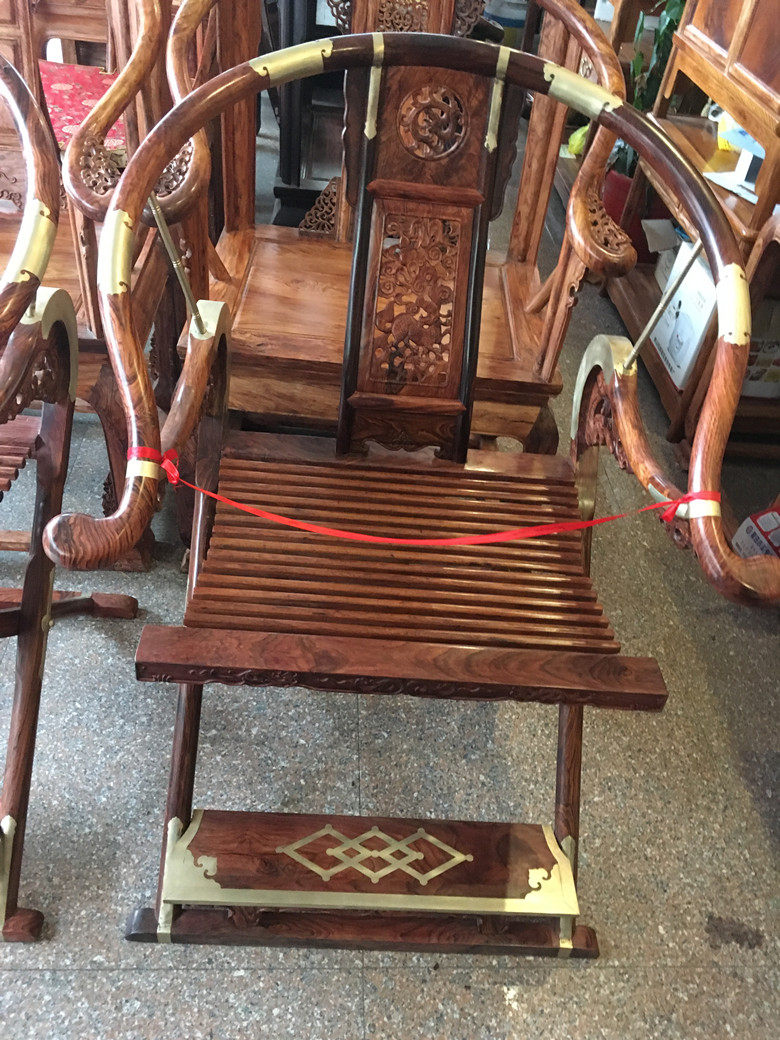 【天香倾城】海南黄花梨明式交椅 降香黄檀交椅 紫油梨闲折叠椅