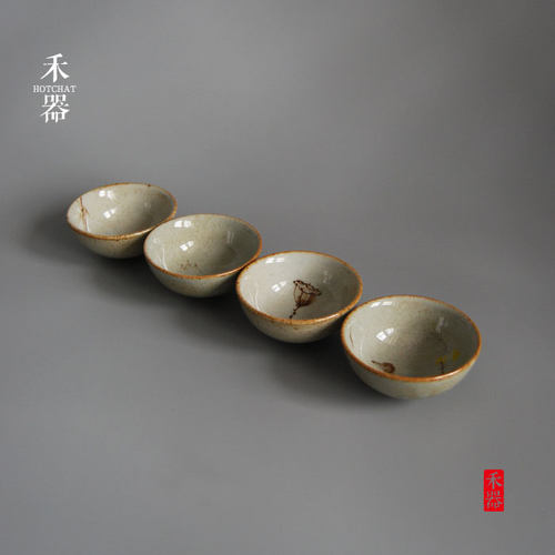 景德镇粗陶手绘道具功夫茶杯