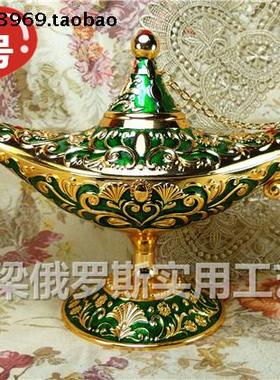 Z3特价银锡金属阿拉丁神灯绿色许愿灯巨大号豪华礼盒装厚重许愿灯