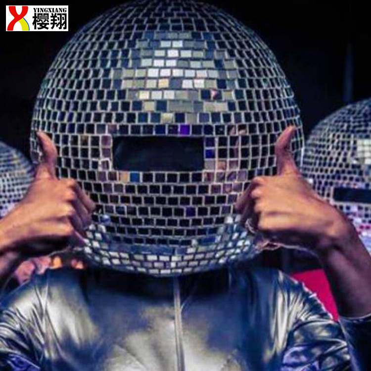 酒吧头饰gogo镜面玻璃反光头盔聚会party节日场景演出头服饰道具