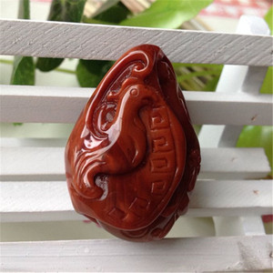 正宗凉山南红火焰红吊坠 凤凰挂件把玩摆件项坠