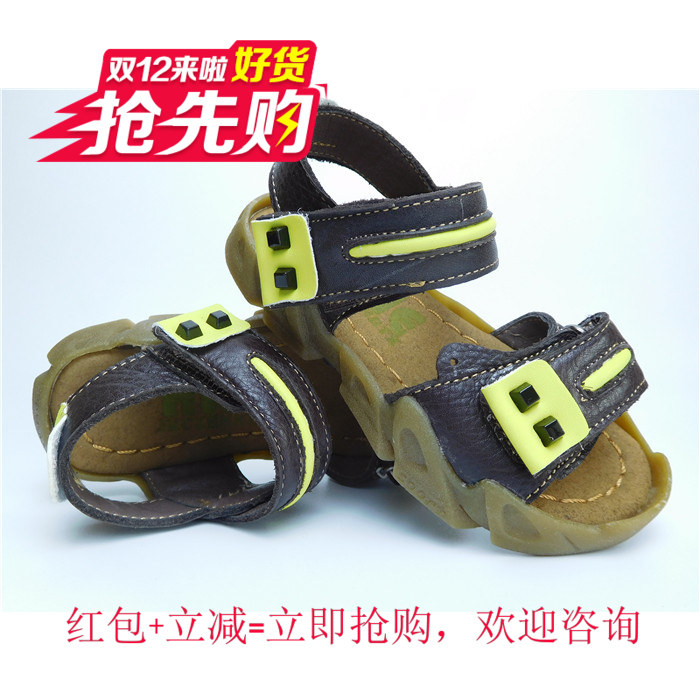 好男儿促销特价正品B110夏季男童露趾牛皮牛筋底软底宝宝凉鞋