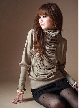 cofie_shop冲钻 新款日韩 高领 长袖卫衣  浅灰色[0400]