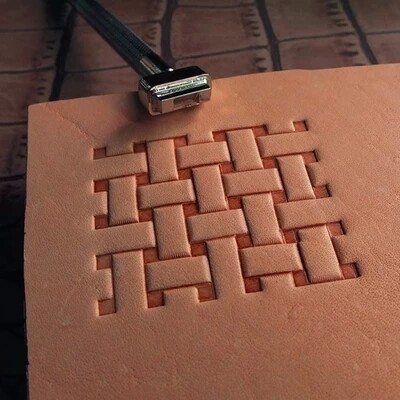 皮雕皮艺工具DIY手工皮革新品精雕钢制印刻席纹印花12*4编织纹