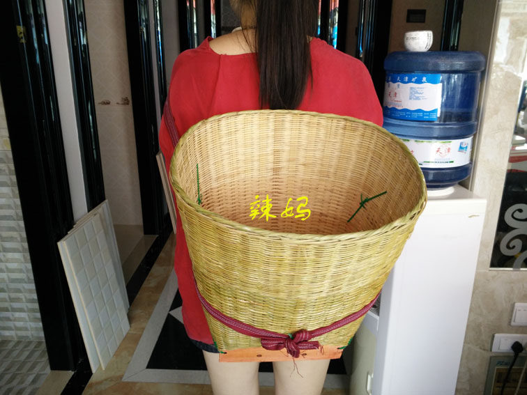 民族特色傣家阿婆 纯手工竹编精品大背篓 花篮竹筐竹背竹编背菜蓝