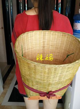 民族特色傣家阿婆 纯手工竹编精品大竹篓 花篮竹筐竹背竹编背菜蓝