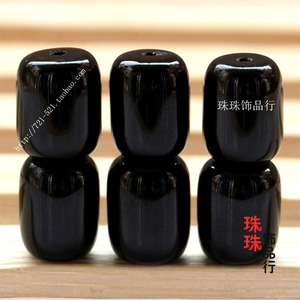 DIY散珠手串吊坠配件 天然3A级黑玛瑙桶珠隔珠路路通鼓珠散配珠