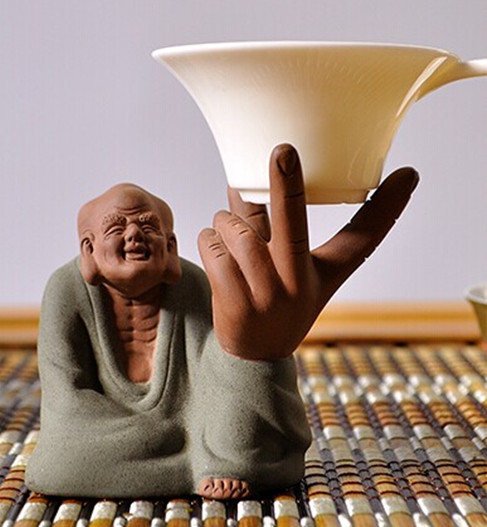 彩砂陶开心罗汉茶宠大佛紫砂茶玩摆件功夫茶具茶道创意配件办公桌