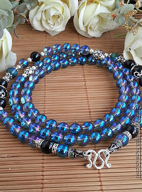 白水晶纯银佛牌毛衣项链