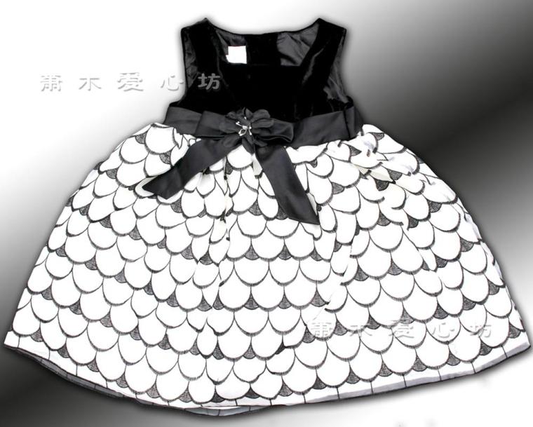 欧美风春秋款小童黑色丝绒公主裙