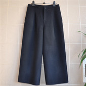 鸿思格2019年复古大气阔腿裤 1503 双面手缝羊毛8分女裤 多色