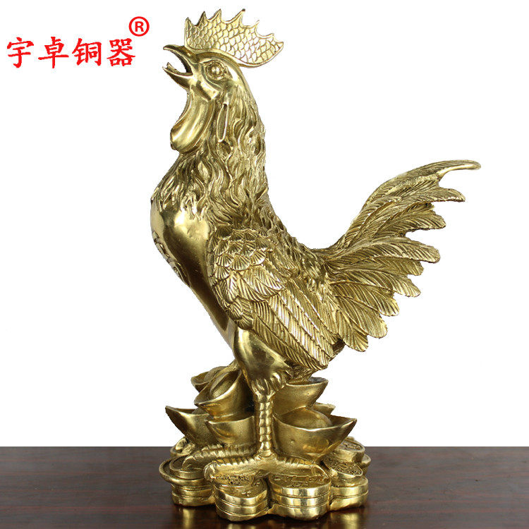 宇卓铜器 纯铜公鸡黄铜踩元宝鸡铜公鸡铜鸡生肖鸡家居装饰摆件